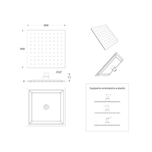 Soffione Acciaio Quadro 200Mm X 200Mm