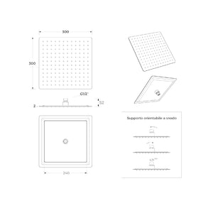 Soffione Acciaio Quadro 300Mm X 300Mm