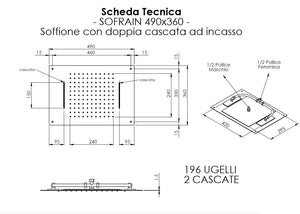 Soffione Acciaio Incasso Con Lame 490Mm X 360Mm