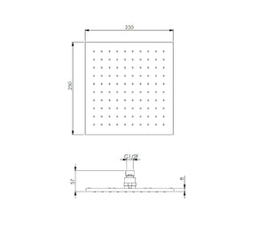 Soffione Ottone Quadro 250Mm X 250Mm