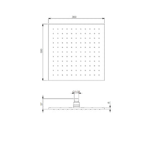 Soffione Ottone Quadro 300Mm X 300Mm